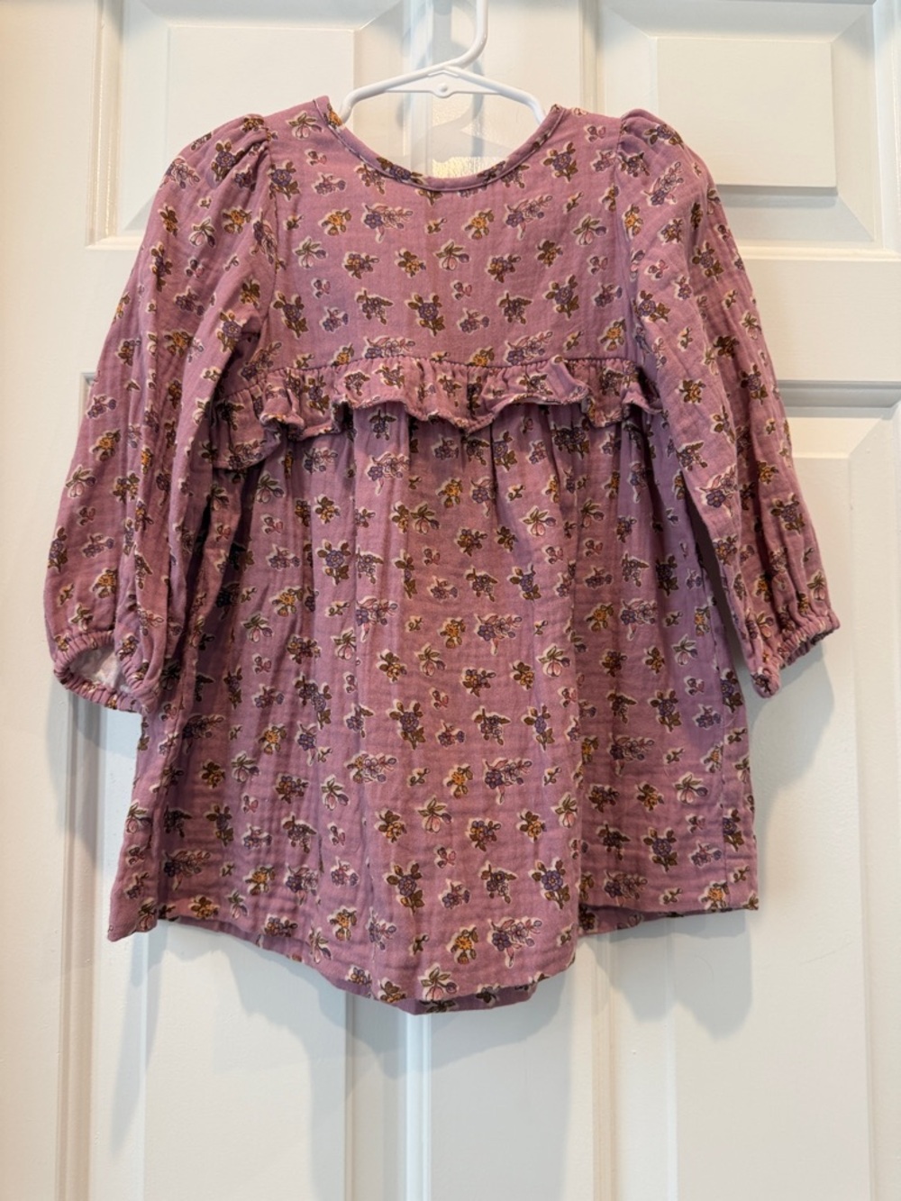 Zara Girls pink Mauve Floral Ruffle Long Sleeve dress 2T